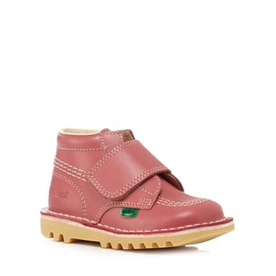 Girls' pink leather ankle boots